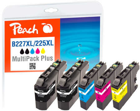 Peach Tintenpatronen-Multipack, XL, 5er-Pack – für Brother DCPJ 4120 DW, MFCJ 4420 DW, MFCJ 4425 DW und andere