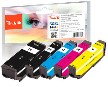 Peach 33XL Tintenpatronen-Multipack, 5er-Set (Kompatibel) – für Epson XP-530/XP-540/XP-630 …