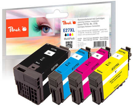 Peach Tintenpatronen-Multipack CMYK, 4er-Pack, kompatibel – für Epson WF-3600 Serie, WF-7110, WF-7720 und andere