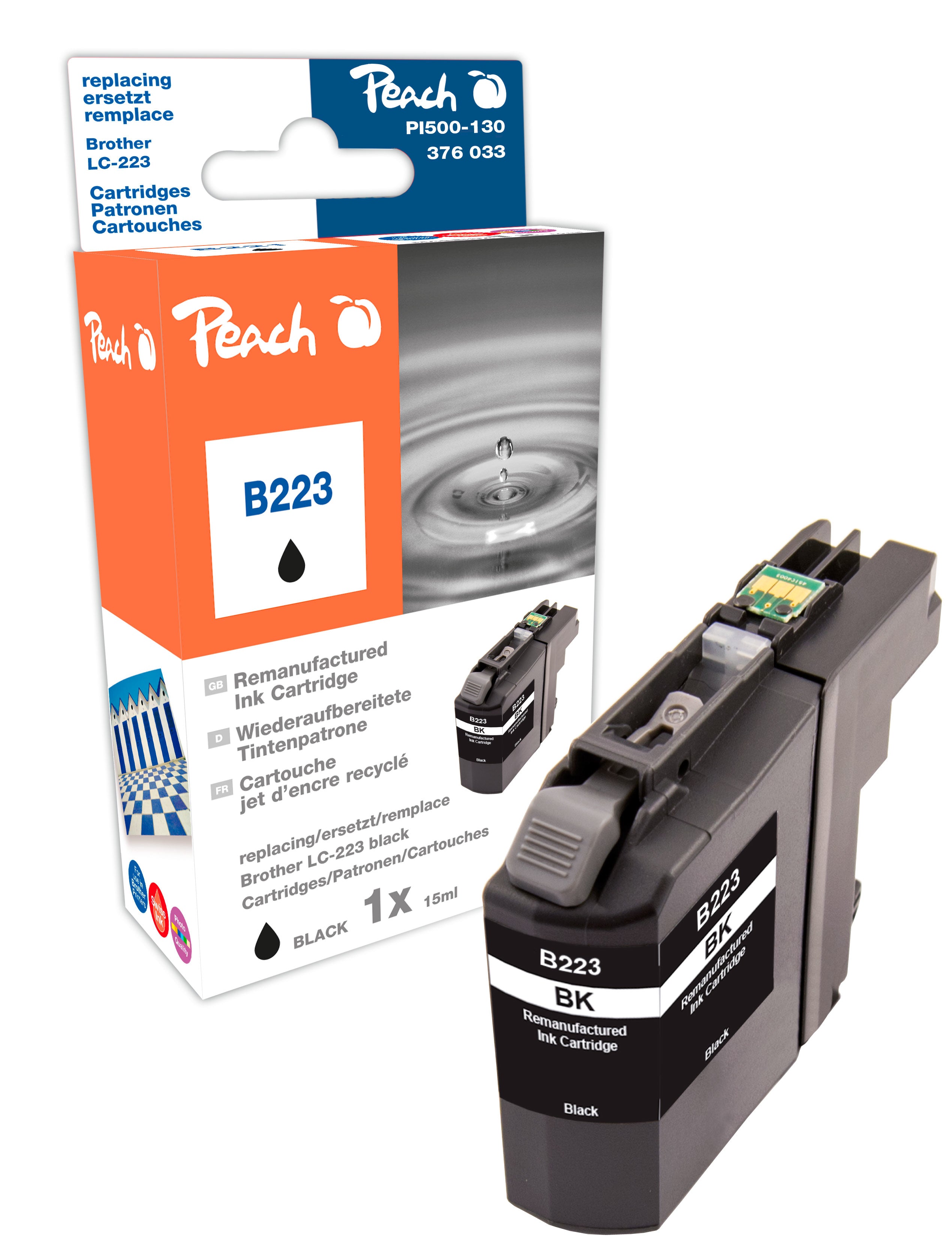Peach LC-223 Schwarz Tintenpatrone (Kompatibel) – 725 Seiten – für Brother MFC-J 4420/4425/4620 …