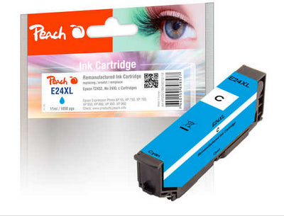 Peach 24XL Cyan Tintenpatrone (Kompatibel) – 11 ml – für Epson Expression Photo XP-55/XP-750/XP-760 … – T2432