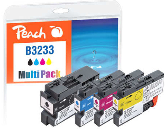 Peach Tintenpatronen-Multipack LC-3233, 1×65 ml + 3×16 ml, kompatibel – für Brother DCP-J1100DW, MFC-J1300DW