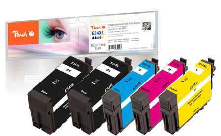 Peach Tintenpatronen-Multipack CMYK, XL, 5er-Pack, kompatibel – für Epson WF-3700 Serie und andere