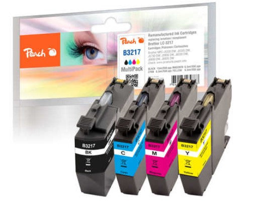Peach LC-3217 Tintenpatronen-Multipack, Schwarz/Cyan/Magenta/Gelb (Kompatibel) – für Brother LC-3217VALP