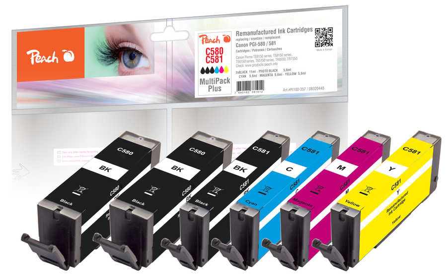 Peach Tintenpatronen-Multipack PGI-580/CLI-581, kompatibel – für Canon Pixma TR 7520, TS 8150, TS 9150 und andere