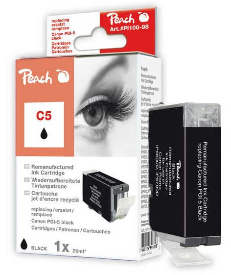 Peach PGI-5 Schwarz Tintenpatrone (Kompatibel) – 560 Seiten – für Canon Pixma IP/MP/IX-Serien