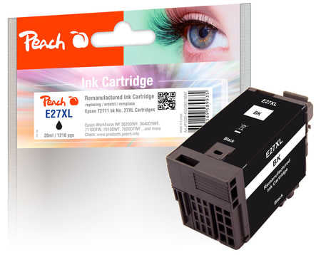 Peach T2711XL Schwarz Tintenpatrone (Kompatibel) – 1'210 Seiten – für Epson WorkForce WF-3600/7600/7700 Serie