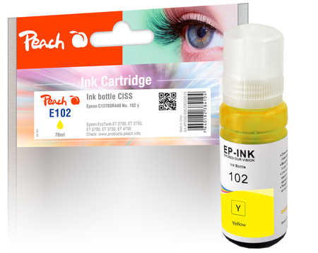 Peach 102 Gelbe Tintenpatrone (Kompatibel) – 6'000 Seiten – für Epson EcoTank ET-2700/ET-2750/ET-3700…