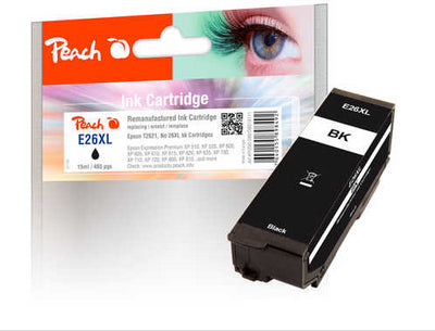 Peach T2621XL Schwarz Tintenpatrone (Kompatibel) – 465 Seiten – für Epson XP-510/520/600 …