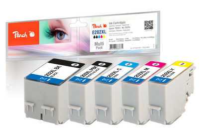 Peach Tintenpatronen-Multipack 202XL (T02G7), XL, 5er-Pack – für Epson XP-6000, XP-6005, XP-6100 und andere
