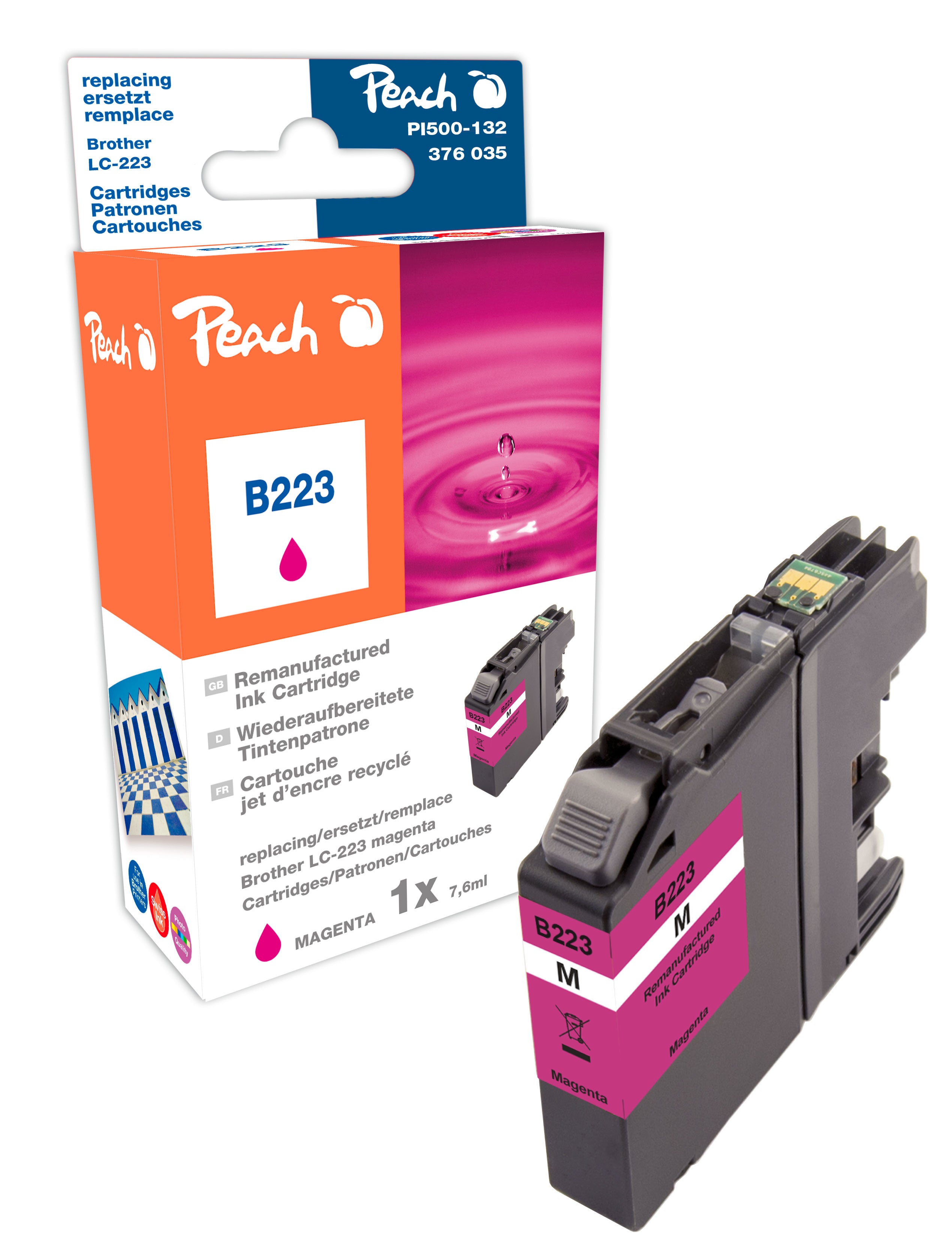 Peach LC-223 Magenta Tintenpatrone (Kompatibel) – 635 Seiten – für Brother MFCJ 880/1100 Serie