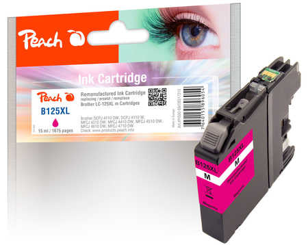Peach LC-125XL Magenta Tintenpatrone (Kompatibel) – 1'675 Seiten – für Brother DCPJ 4110, MFCJ 4310, MFCJ 6520