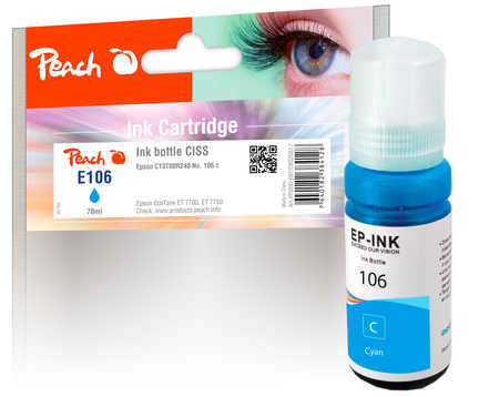 Peach 106 Cyan Tintenpatrone (Kompatibel) – 5'000 Seiten – für Epson EcoTank ET-7700/ET-7750, L 7100/7160/7180
