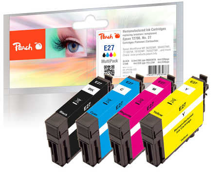 Peach T2706 Tintenpatronen-Multipack, Schwarz/Cyan/Magenta/Gelb (Kompatibel) – für Epson WF-3600/7600/7700 ...