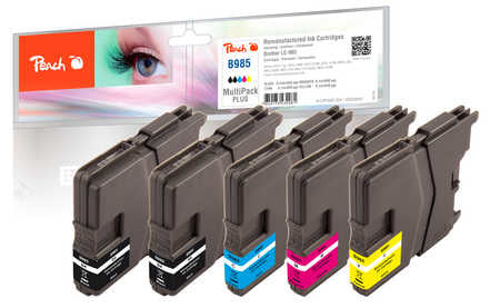 Peach Tintenpatronen-Multipack LC-985, CMYK, 5er-Pack, kompatibel – für MFCJ 220, MFCJ 265 W, MFCJ 410 und andere