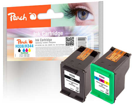 Peach Tintenpatronen-Multipack HP 338/344, 2er-Pack, kompatibel – für HP DeskJet 460, 5740, OfficeJet 6210 usw.