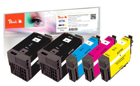 Peach Tintenpatronen-Multipack 27XL, CMYK, XL, 5er-Pack, kompatibel – für Epson WF-3600, WF-7600 und andere