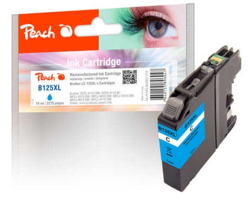 Peach LC-125XL Cyan Tintenpatrone (Kompatibel) – 2'275 Seiten – für Brother LC-125XL