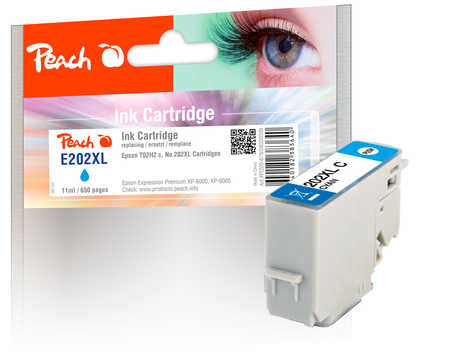 Peach 202XL Cyan Tintenpatrone (Kompatibel) – 650 Seiten – für Epson Expression Premium XP-6000/6005/6100 …