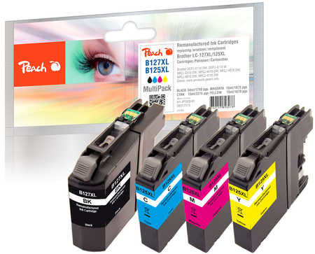 Peach Tintenpatronen-Multipack LC-125XL/127XL, kompatibel – für Brother DCPJ 4110, MFCJ 4310, MFCJ 4410 und andere