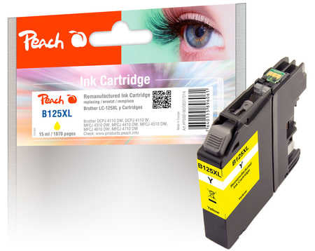Peach LC-125XL Gelbe Tintenpatrone (Kompatibel) – 1'670 Seiten – für Brother MFC-J4610/4710/6520 …