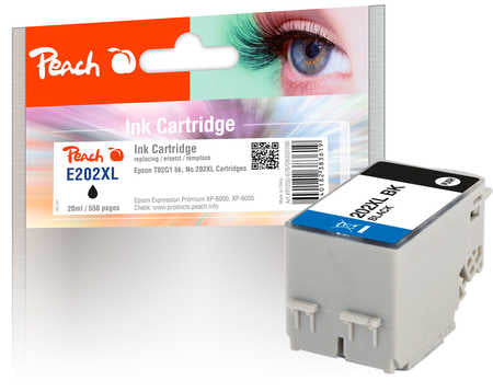 Peach 202XL Schwarz Tintenpatrone (Kompatibel) – 550 Seiten – für Epson XP-6000/XP-6005/XP-6100 …