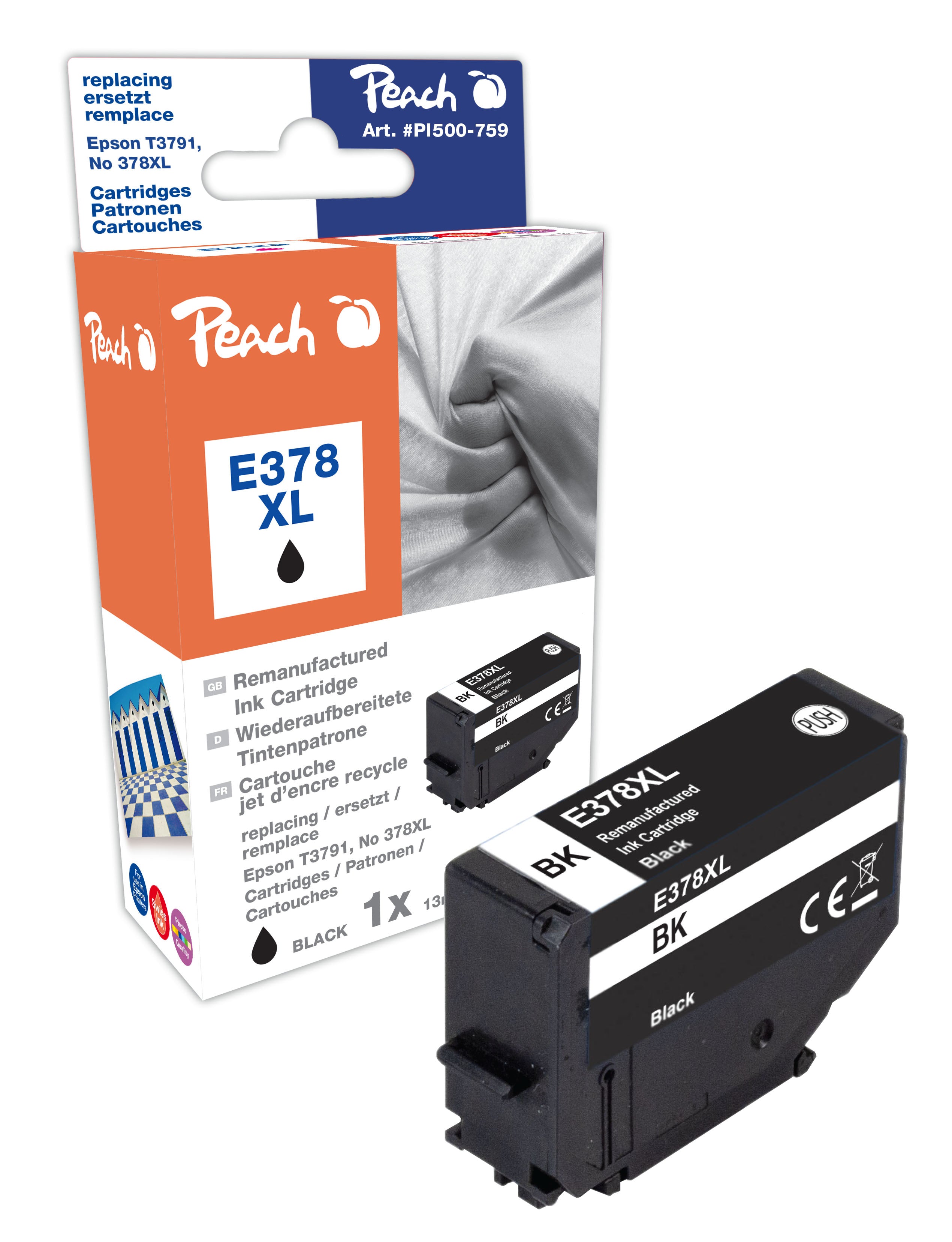 Peach T3791XL Schwarz Tintenpatrone (Kompatibel) – 500 Seiten – für Epson XP-15000/XP-8000/XP-8500 …
