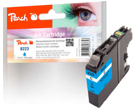 Peach LC-223C Cyan Tintenpatrone (Kompatibel) – 760 Seiten – für Brother DCPJ 562/4120, MFCJ 480/680/880 …