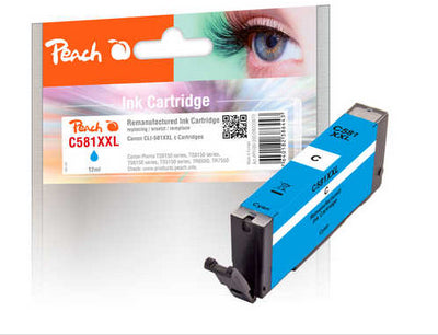 Peach CLI-581XXL Cyan Tintenpatrone (Kompatibel) – 820 Seiten – für Canon Pixma TR 7500 Serie