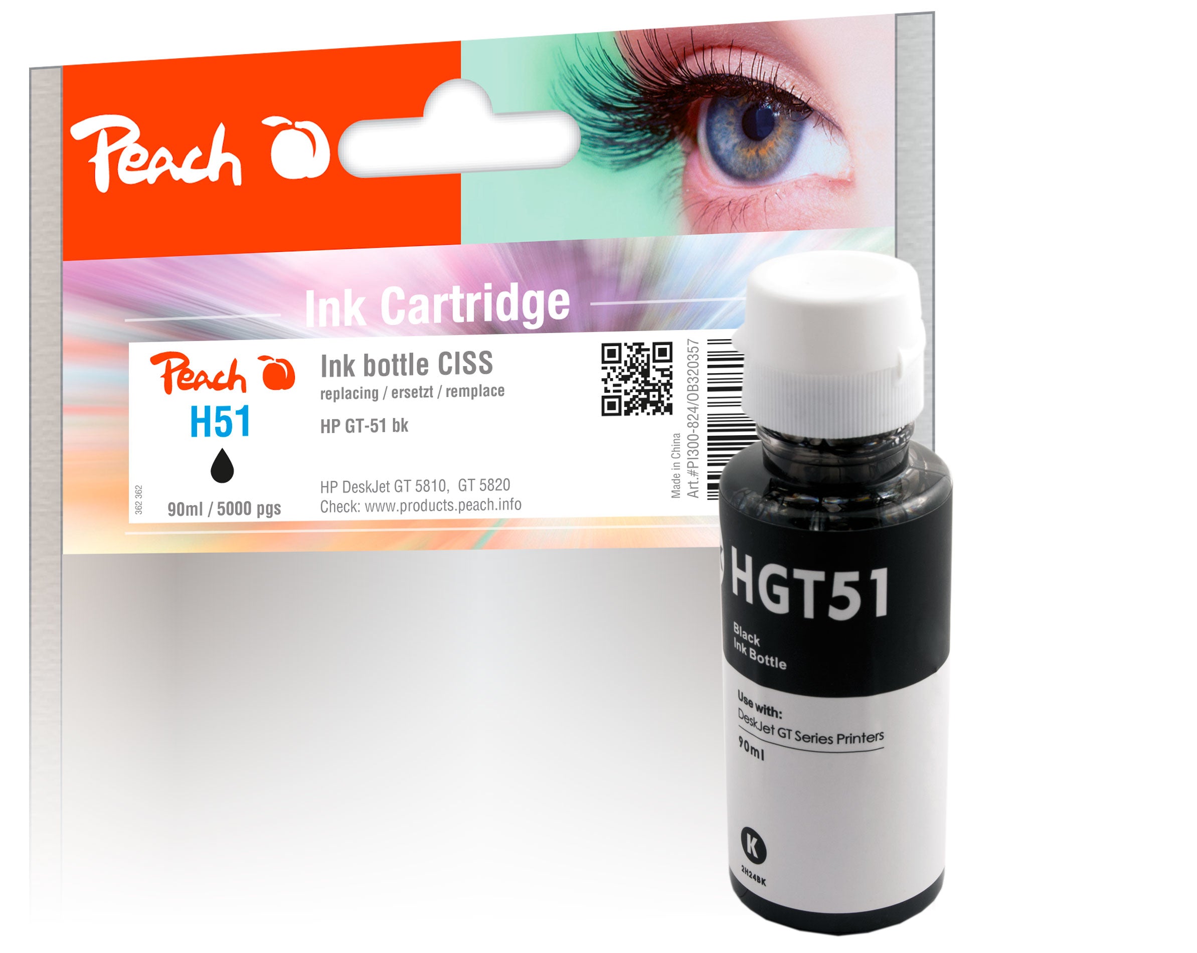 Peach Tinte HP GT51 M0H57AE – Schwarz, 90 ml