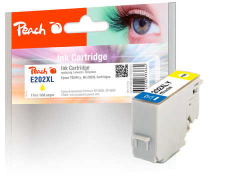 Peach 202XL Gelb Tintenpatrone (Kompatibel) – 650 Seiten – für Epson XP-6000/6005/6100 …