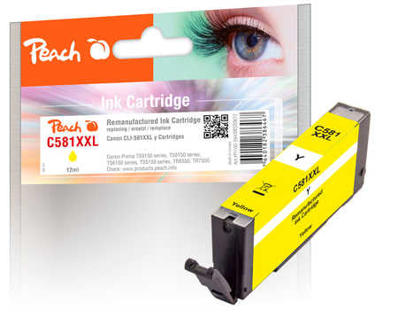 Peach CLI-581XXL Gelb Tintenpatrone (Kompatibel) – 825 Seiten – für Canon Pixma TR 7500 Serie/TS 6150/TS 8150