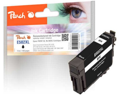 Peach 502XL Schwarz Tintenpatrone (Kompatibel) – 720 Seiten – für Epson T02W1