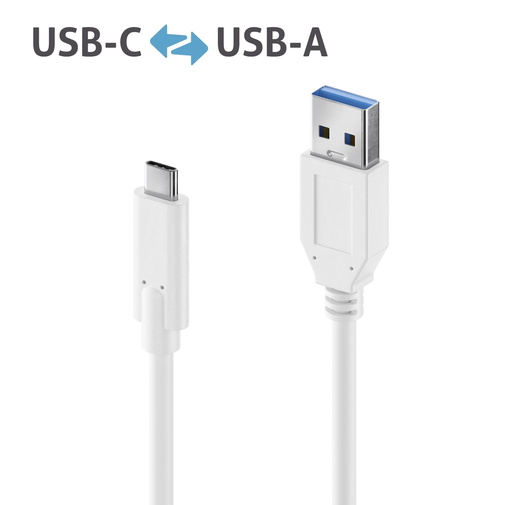 PureLink USB-A auf USB-C Kabel – USB 3.2 Gen 2 (10 Gbit/s) – 1 m – PD 60 W – Weiss