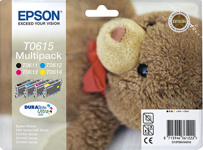 Epson Tintenpatronen-Multipack T0615, CMYK, 250 Seiten, 4er-Pack