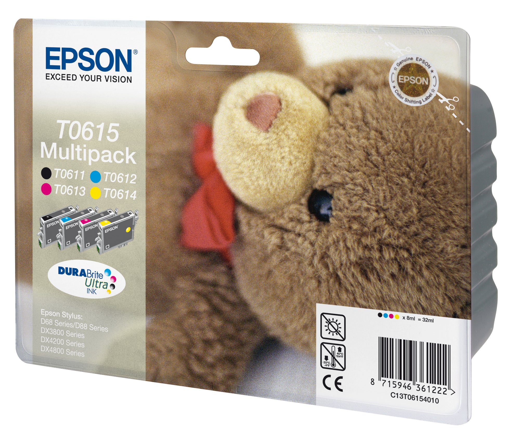 Epson Tintenpatronen-Multipack T0615, CMYK, 250 Seiten, 4er-Pack