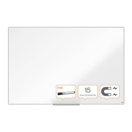 Nobo Whiteboard – 149,4 × 98,4 cm, lackierter Stahl, magnetisch, Wandmontage, inkl. Stifteablage, Marker