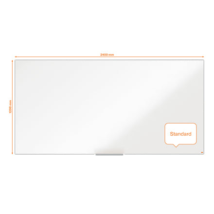 Nobo Whiteboard – 240,1 × 118,5 cm, lackierter Stahl, magnetisch, Wandmontage, inkl. Stifteablage, Marker