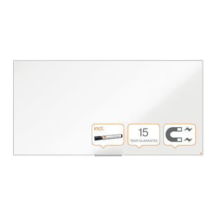 Nobo Whiteboard – 240,1 × 118,5 cm, lackierter Stahl, magnetisch, Wandmontage, inkl. Stifteablage, Marker