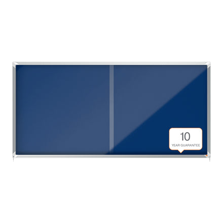 Nobo Schaukasten Premium Plus – Filz-Rückwand, Blau, inkl. Befestigungsmaterial & 2 Schlüssel, Schiebetür, 4 mm Sicherheitsglas