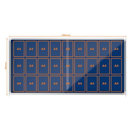 Nobo Schaukasten Premium Plus – Filz-Rückwand, Blau, inkl. Befestigungsmaterial & 2 Schlüssel, Schiebetür, 4 mm Sicherheitsglas