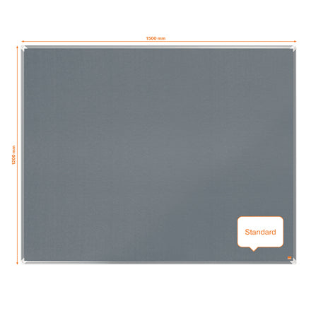 Nobo Pinnwand – Filz, Alurahmen – 150 × 120 cm, Grau, Premium Plus