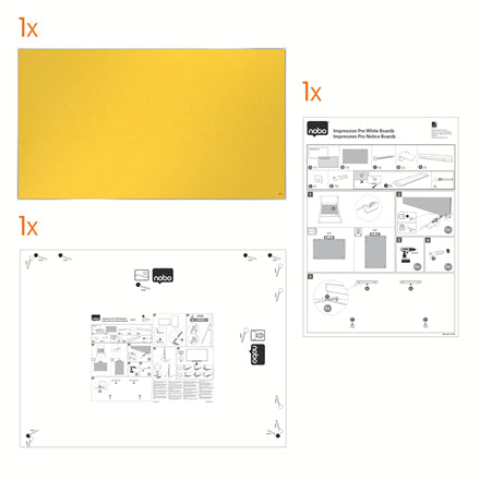 Nobo Pinnwand – Filz, Alurahmen – 89 × 50 cm, Gelb, Impression Pro Widescreen
