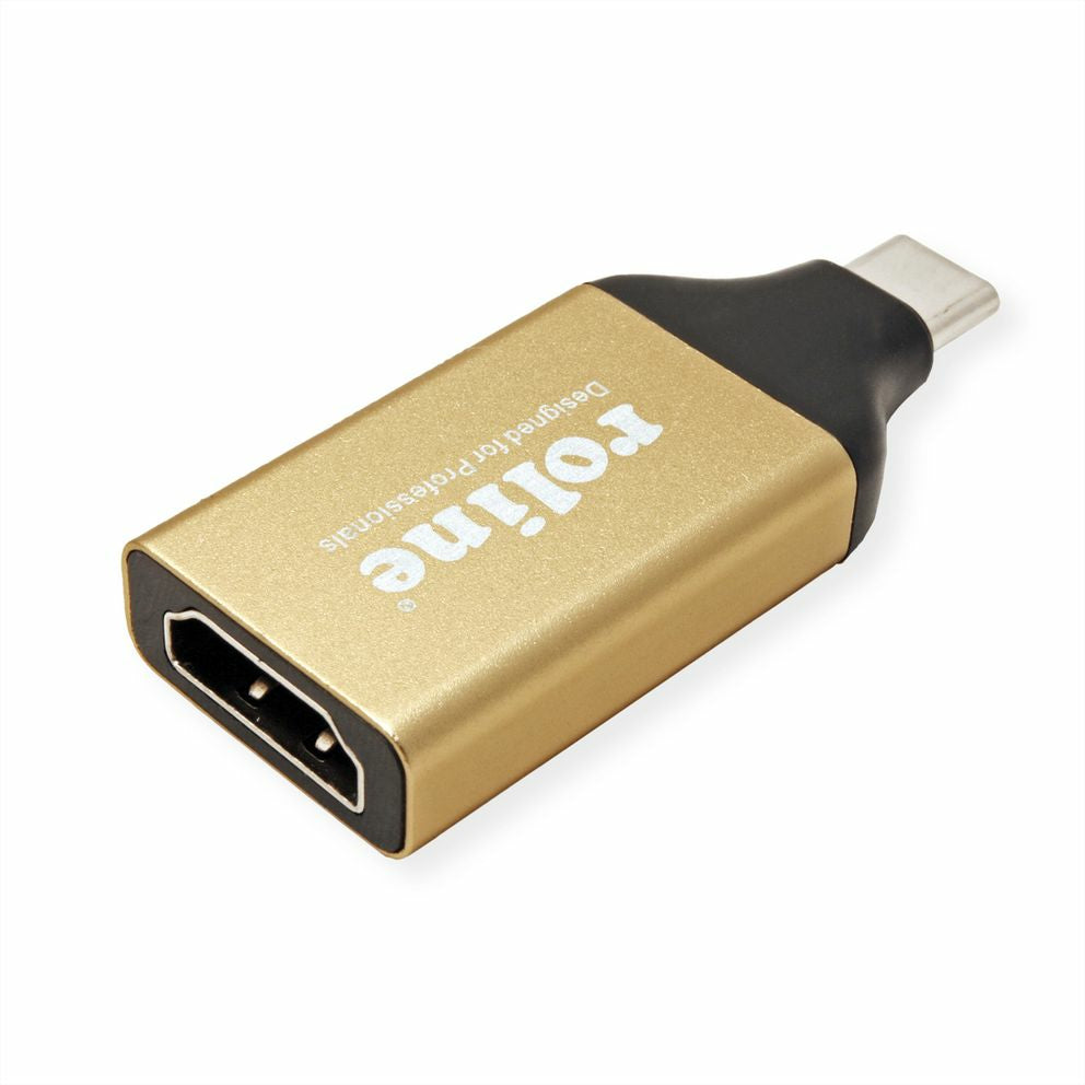 ROLINE USB-C auf HDMI Adapter – 4K 60 Hz – Schwarz/Gold – für Geräte mit USB-C (DisplayPort Alt Mode)