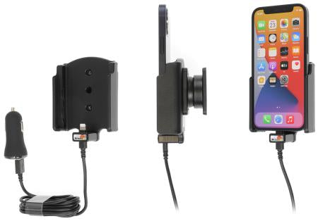 Brodit Kfz-Ladehalterung – Zigarettenanzünder, Schraubbefestigung – USB-A ×2 (QC 3.0, 2,4 A) – für iPhone 12 M