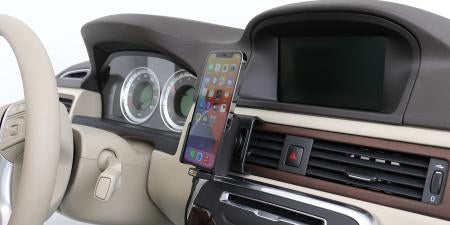 Brodit Kfz-Ladehalterung – Schraubbefestigung, Zigarettenanzünder, USB-A ×2 – für iPhone 12/12 Pro – Schwarz