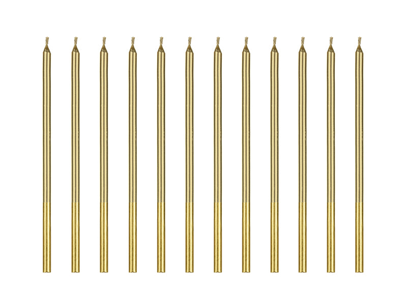 PartyDeco Geburtstagskerzen – Gold – 14 cm – 12 Stk
