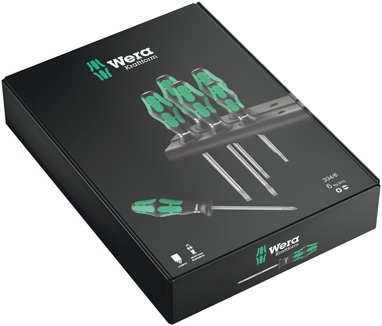 Wera Kraftform Plus – Schraubenzieher-Set PH/SL, 6-teilig – 334/6 Rack