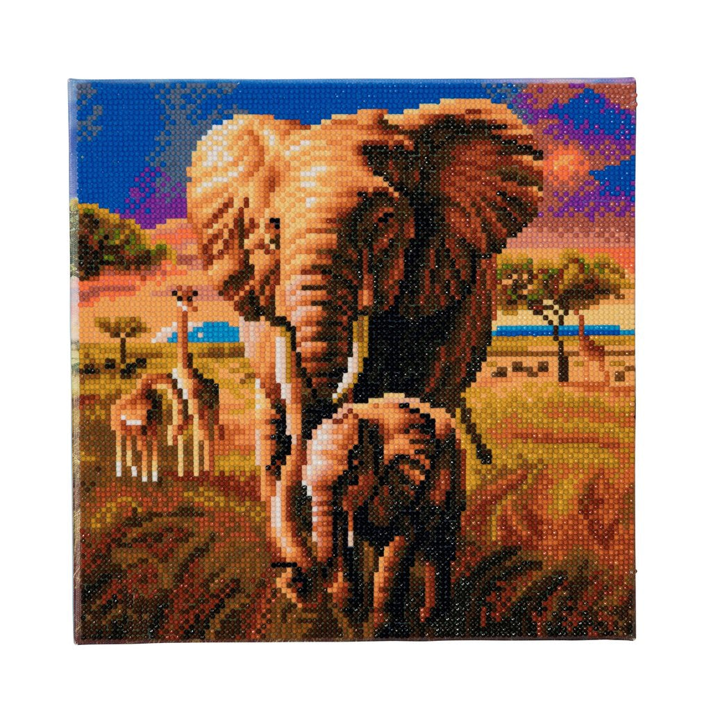 CRAFT Buddy Elefant der Savanne – Diamond Painting Set – 30 × 30 cm – 11-teilig – ab 8 Jahren