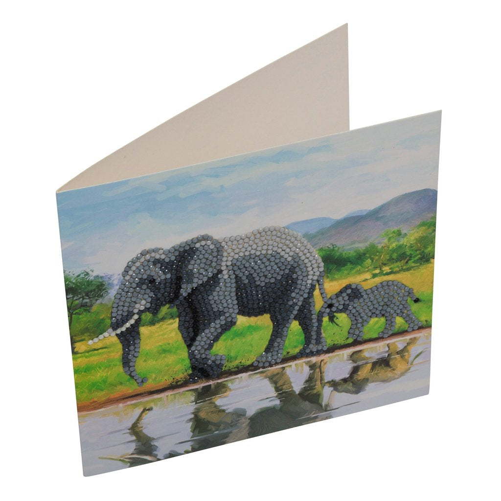 CRAFT Buddy Diamond Painting Set (Crystal Art Card) – Elefant – 18 × 18 cm – 7-teilig – ab 8 Jahren